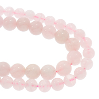 Prirodna ruža kvarca kuglice, Rose Quartz, Krug, prirodan, različite veličine za izbor, Prodano Per Približno 15.5 inčni Strand