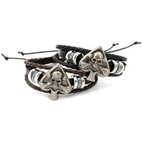 De Armband van mensen, PU, met Hennep & Niet-magnetische Hematiet & Zinc Alloy, plated, verstelbaar & voor de mens & 3-streng, meer kleuren voor de keuze, nikkel, lood en cadmium vrij, 30mm, Per verkocht Ca 7 inch Strand