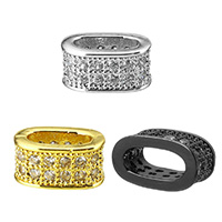 Messing Slide Charm, plated, micro pave zirconia, meer kleuren voor de keuze, nikkel, lood en cadmium vrij, 5x10x5.50mm, Gat:Ca 3x7mm, 10pC's/Lot, Verkocht door Lot