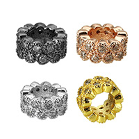 Cubic Zirconia Micro Pave Brass Europeo Bead, metal, Donut, chapado, diverso tamaño para la opción & micro arcilla de zirconia cúbica, más colores para la opción, libre de níquel, plomo & cadmio, 10PCs/Grupo, Vendido por Grupo