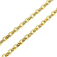 سلسلة الفولاذ المقاوم للصدأ قلادة, لون الذهب مطلي, سلسلة البيضاوي, 4x3x0.80mm, طول تقريبا 30 بوصة, 5جدائل/الكثير, تباع بواسطة الكثير