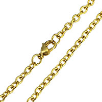 Stainless Steel Chain Ogrlica, Nehrđajući čelik, zlatna boja pozlaćen, ovalni lanac, 5x4x4mm, 1/Strand, Prodano Per Približno 24 inčni Strand