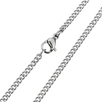 Rustfrit Stål Nekclace Chain, Stainless Steel, twist oval kæde, oprindelige farve, 3x2x1.50mm, Solgt Per Ca. 24 inch Strand