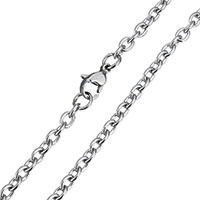 Stainless Steel Chain halskæde, oval kæde, oprindelige farve, 5x4x1mm, Længde Ca. 24 inch, 5Strands/Lot, Solgt af Lot