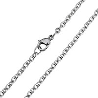 Stainless Steel Chain halskæde, oval kæde, oprindelige farve, 4x3x1mm, Længde Ca. 24 inch, 5Strands/Lot, Solgt af Lot