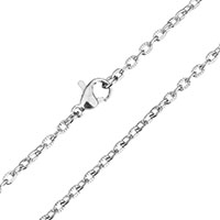 Rozsdamentes acél Nekclace Chain, Stainless Steel, ovális lánc, az eredeti szín, 3.50x2.50x0.50mm, Hossz Kb 17.5 inch, 5Strands/Lot, Által értékesített Lot