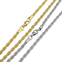 Stainless Steel Chain Ogrlica, Nehrđajući čelik, pozlaćen, više boja za izbor, 4mm, Prodano Per Približno 15.75 inčni Strand