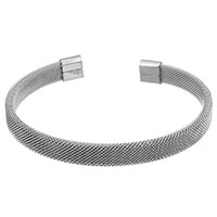 Nehrđajući čelik Pljuska Bangle, bez spolne razlike & otvoren, izvorna boja, 8x3mm, Unutarnji promjer:Približno 65x53mm, Prodano By Strand