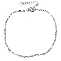 Unisex Bracelet, acier inoxydable, avec 2lnch chaînes de rallonge, unisexe & chaîne ovale, couleur originale, 4x2x0.30mm, Vendu par Environ 9 pouce brin