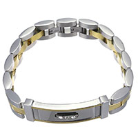 Unisex armbånd, Stainless Steel, forgyldt, med rhinestone & to tone, 57.50x15x4.50mm, Længde Ca. 8.5 inch, 5Strand/Lot, Solgt af Lot