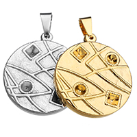 Stainless Steel Pendants Flat Round plated Approx Sold By PC