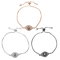 Evil Eye Smycken Armband, Mässing, plated, box kedja & micro bana cubic zirconia & för kvinna & emalj, fler färger för val, nickel, bly och kadmium gratis, 28x13.5mm, 1x1mm, Längd Ca 10 inch, 3Strands/Lot, Säljs av Lot