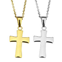 Stainless Steel Jewelry Necklace Cross plated oval chain & for woman 1.5mm Sold Per Approx 18 Inch Strand