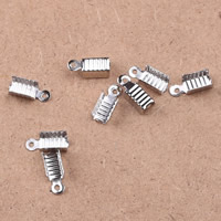 Messing Koord Tips, platinum plated, nikkel, lood en cadmium vrij, 12x5mm, 10000pC's/Bag, Verkocht door Bag