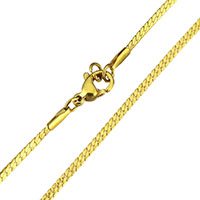 Stainless Steel Nekclace Chain, Roestvrij staal, gold plated, 2x0.50mm, Lengte Ca 17.5 inch, 5strengen/Lot, Verkocht door Lot