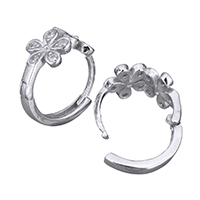 925 Sterling Silver Huggie Hoop Earring, Flower, do bhean & le zirconia ciúbach, 7x13mm, 5Péirí/Lot, Díolta De réir Lot