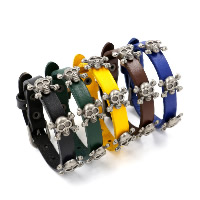 Unisex armbånd, Koskind, med Zinc Alloy, Skull, forgyldt, justerbar, flere farver til valg, 10mm, Solgt Per Ca. 9.8 inch Strand