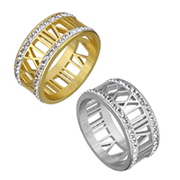 Bague Unisex, acier inoxydable, avec argile, Placage, avec chiffre romain & unisexe & normes différentes pour le choix, plus de couleurs à choisir, 9mm, Vendu par PC