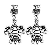 Colgantes Animales de Aleación de Zinc, Tortuga, chapado en color de plata antigua, libre de níquel, plomo & cadmio, 18x23x4.5mm, 35mm, agujero:aproximado 4.5mm, 100PCs/Bolsa, Vendido por Bolsa