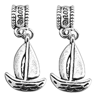 Zinklegering voertuig hangers, Zinc Alloy, Sail Boat, antiek zilver plated, nikkel, lood en cadmium vrij, 13x19x2mm, 31mm, Gat:Ca 4.5mm, 100pC's/Bag, Verkocht door Bag