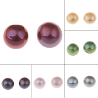 Freshwater Pearl Bead, Halvborrade, fler färger för val, 9-9.5mm, Hål:Ca 0.8mm, Säljs av Par