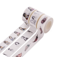 Decoratieve Tape, Papier, Rondelle, kleverige & verschillende ontwerpen voor de keuze, 20mm, 5pC's/Lot, Ca 10m/PC, Verkocht door Lot