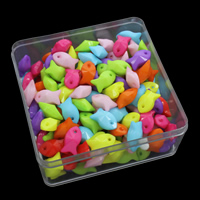 Solid Color Acryl Kralen, met Plastic Box, Vis, gefacetteerde & effen kleur, gemengde kleuren, 18x10x8.5mm, 94x94x41mm, Gat:Ca 1mm, 150G/box, Verkocht door box