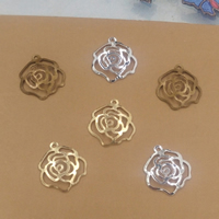 Messing hangers, Rose, plated, meer kleuren voor de keuze, nikkel, lood en cadmium vrij, 13mm, Gat:Ca 1.5mm, 100pC's/Bag, Verkocht door Bag