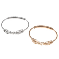 Mässing Manschett Armring, Feather, plated, för kvinna, fler färger för val, nickel, bly och kadmium gratis, 63x58x12mm, Innerdiameter:Ca 58mm, Längd Ca 7 inch, Säljs av PC