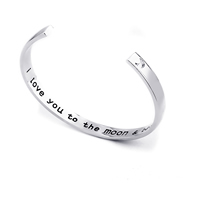 alliage de zinc bracelet manchette, Placage de couleur platine, unisexe & avec le motif de lettre, protéger l'environnement, sans nickel, plomb et cadmium, Diamètre intérieur:Environ 70mm, Vendu par PC