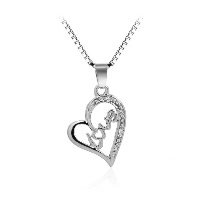 Zinklegering halskettingen, Zinc Alloy, met 1.9lnch extender keten, Hart, woord liefde, silver plated, box ketting & voor vrouw & met strass, nikkel, lood en cadmium vrij, 21x28mm, Per verkocht Ca 17.7 inch Strand