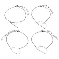 Rustfrit stål smykker Armbånd, Stainless Steel, med 2lnch extender kæde, Brev, twist oval kæde & forskellige stilarter for valg & for kvinde, oprindelige farve, Solgt Per Ca. 7 inch Strand