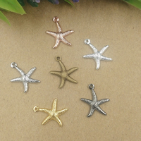 Pendants Jewelry Prás, Starfish, plátáilte, dathanna níos mó le haghaidh rogha, nicil, luaidhe & caidmiam saor in aisce, 15x18mm, Poll:Thart 1.5mm, 100ríomhairí pearsanta/Mála, Díolta De réir Mála