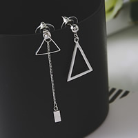 Boucles d'oreilles asymétriques, alliage de zinc, laiton puce boucle d'oreille, triangle, Placage, pour femme, plus de couleurs à choisir, protéger l'environnement, sans nickel, plomb et cadmium, 19x25mm, 15mm, 60mm, Vendu par paire