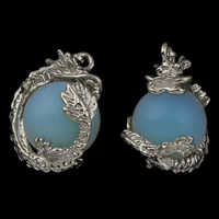 Sea Opal vedhæng, Zinc Alloy, med Sea Opal, Drage, platin farve forgyldt, bly & cadmium fri, 20x29.50x19mm, Hole:Ca. 3x4mm, 5pc'er/Bag, Solgt af Bag