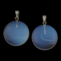 Sea Opal Hangers, met zinklegering borgtocht, Rond plat, platinum plated, 20x23x4.50mm, Gat:Ca 3x5mm, 5pC's/Bag, Verkocht door Bag