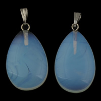 Sea Opal Μενταγιόν, με κράμα ψευδάργυρου εγγύηση, Teardrop, χρώμα επιπλατινωμένα, 15.50x26x6mm, Τρύπα:Περίπου 3x5mm, 5PCs/τσάντα, Sold Με τσάντα