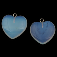 Sea Opal vedhæng, med zink legering kaution, Heart, platin farve forgyldt, 20x21x5mm, Hole:Ca. 1.5mm, 5pc'er/Bag, Solgt af Bag