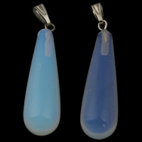 Sea Opal Přívěsky, s slitina zinku kauci, Slza, platinové barvy á, 10x34mm, Otvor:Cca 3x5mm, 5PC/Bag, Prodáno By Bag