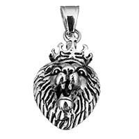 Acier inoxydable animaux Pendentifs, lion, noircir, 23x40x15mm, Trou:Environ 7x9mm, Vendu par PC