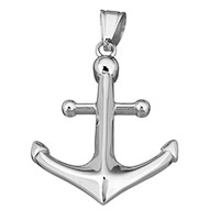 Rustfrit stål smykker Vedhæng, Stainless Steel, Anchor, nautiske mønster, oprindelige farve, 35x45x7mm, Hole:Ca. 7x9.5mm, Solgt af PC