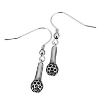 Boucle d'oreille goutte inox, acier inoxydable, microphone, pour femme & noircir, 6x19x6mm, 39mm, Vendu par paire