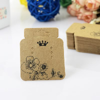 Kraft Carte boucle d’oreille, rectangle, avec le motif de fleurs, 45x52mm, 100PC/lot, Vendu par lot