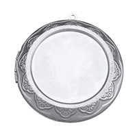 ROSTFRITT STÅL Locket hänge Inställning, Flat Round, ursprungliga färgen, 45x48x10mm, Hål:Ca 1.5mm, Innerdiameter:Ca 31mm, 30mm, 25PC/Lot, Säljs av Lot