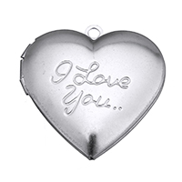 Pendentifs de médaillon en alliage de zinc, acier inoxydable, coeur, mot je t'aime, avec le motif de lettre, couleur originale, 29x28.50x7mm, Trou:Environ 2mm, Diamètre intérieur:Environ 21x16.5mm, 100PC/lot, Vendu par lot