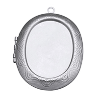 ROSTFRITT STÅL Locket hänge Inställning, Flat Oval, ursprungliga färgen, 39x52x9mm, Hål:Ca 2.5mm, Innerdiameter:Ca 26x35mm, 25x34mm, 20PC/Lot, Säljs av Lot