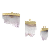 Amethyst Anhänger, mit Zinklegierung, goldfarben plattiert, Februar Birthstone, 13x25x6.5mm-39x35x10mm, Bohrung:ca. 1.5mm, verkauft von PC