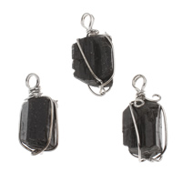 tourmaline Pendentif, avec alliage de zinc, Placage de couleur platine, noire, 17x33x15-15.5x34.5x14.5mm, Trou:Environ 4.5mm, Vendu par PC