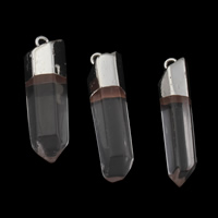 Clear Quartz Pendel, med Zinc Alloy, platin farve forgyldt, blandet, 10x45x10-14x43x12mm, Hole:Ca. 2.5mm, 2pc'er/Bag, Solgt af Bag