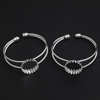 Mässing Bangle Cuff Resultat, Flat Round, silver pläterad, nickel, bly och kadmium gratis, 65x60mm, Innerdiameter:Ca 20,65mm, 5PC/Bag, Säljs av Bag